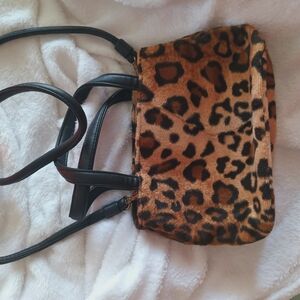 Nine West Leopard Print Faux Fur Shoulder Bag